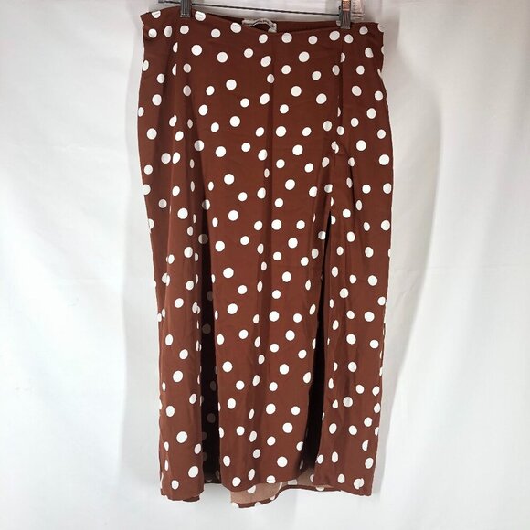 Abercrombie & Fitch Brown/White Polka Dot Skirt Size L - Picture 1 of 6